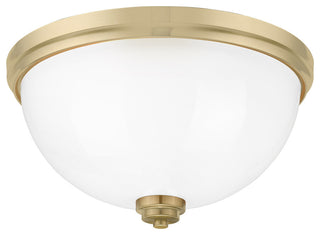 16" 3-Light Flush Mount Light, New Age Brass, White Marble Glass