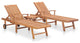 Vidaxl Sun Loungers 2-Piece Set With Table Solid Teak Wood