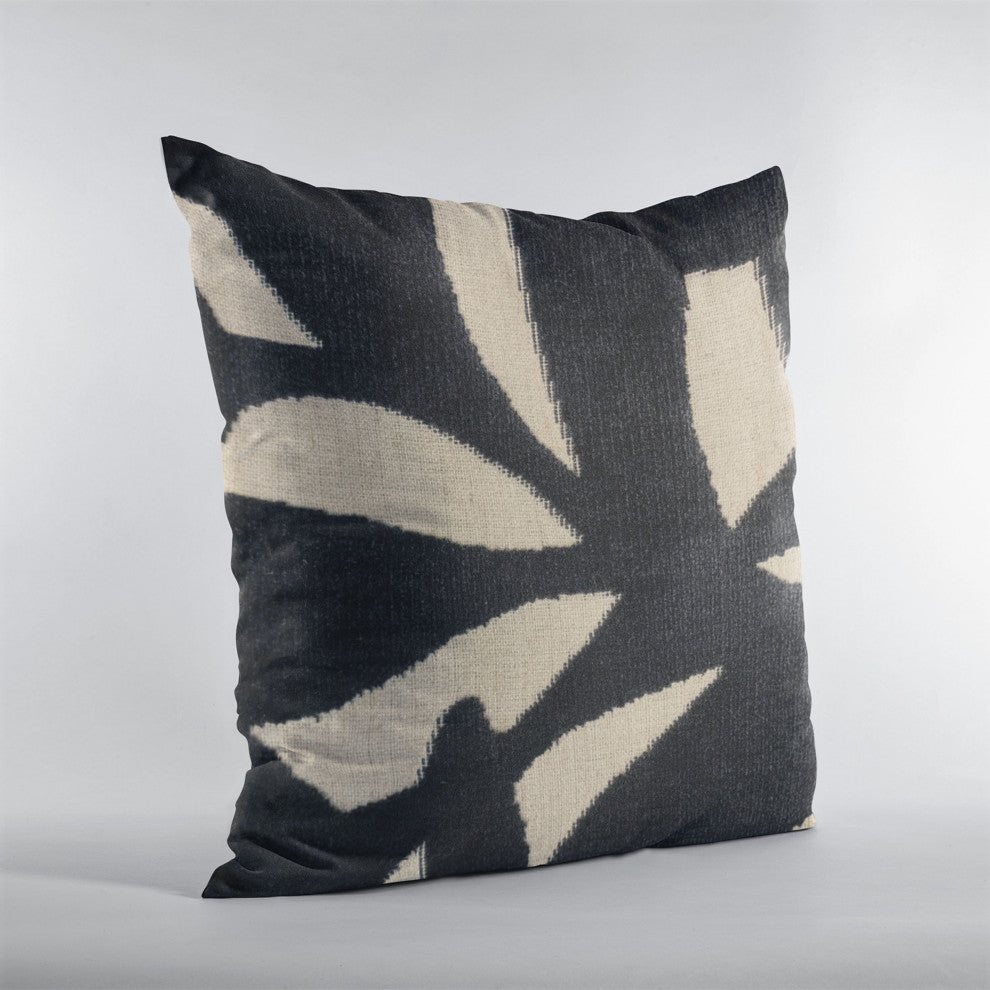 Plutus Black Palm Floral Luxury Throw Pillow, 20"x20"