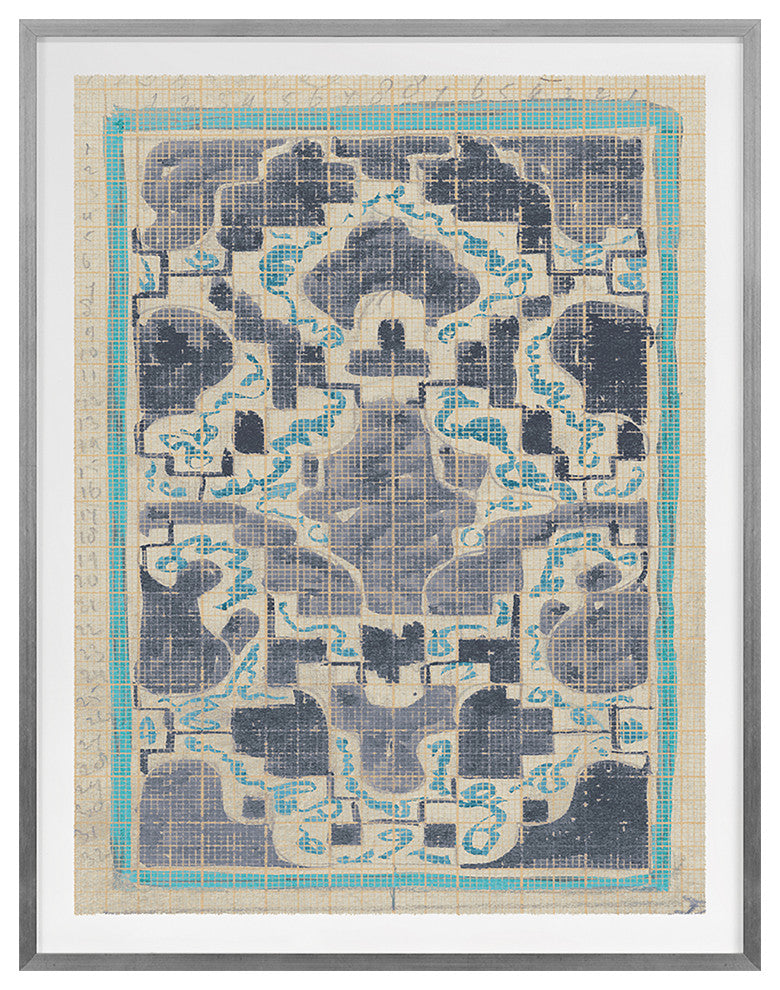 Rug Sketch 16 Fine Art Print, Silver, 22"x18"