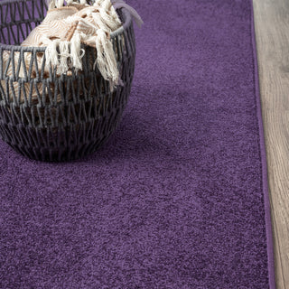 Haze Solid Low-Pile Runner Rug, Purple, 5' Square