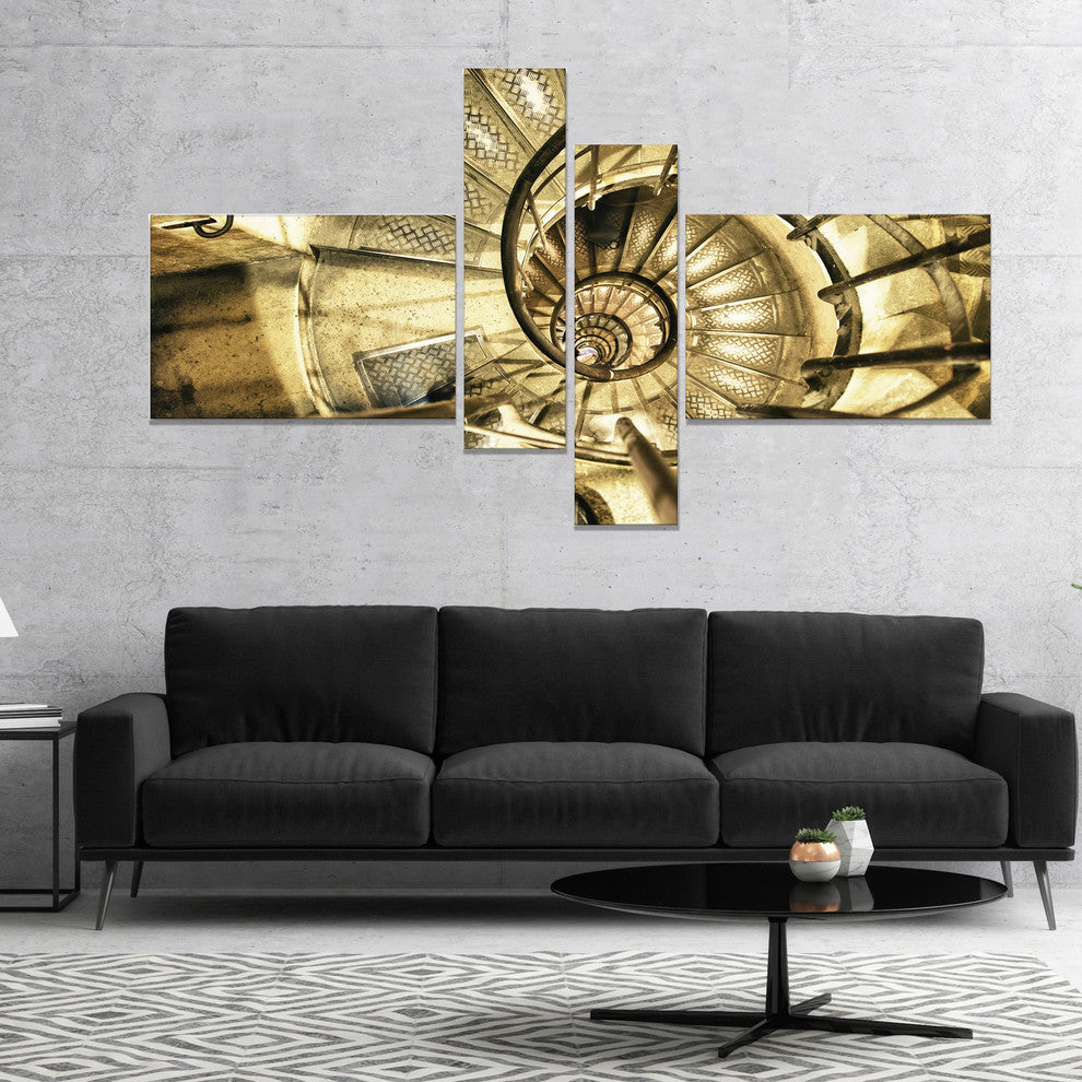 Architectural Detail of Paris in Winter, Abstract Canvas Art, 60"x32", 4 panels
