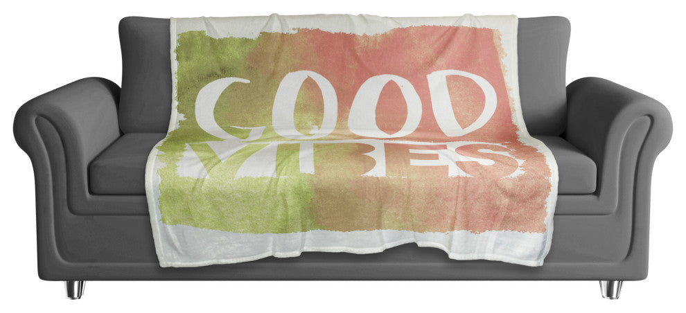 Good Vibes Watercolor 50x60 Coral Fleece Blanket