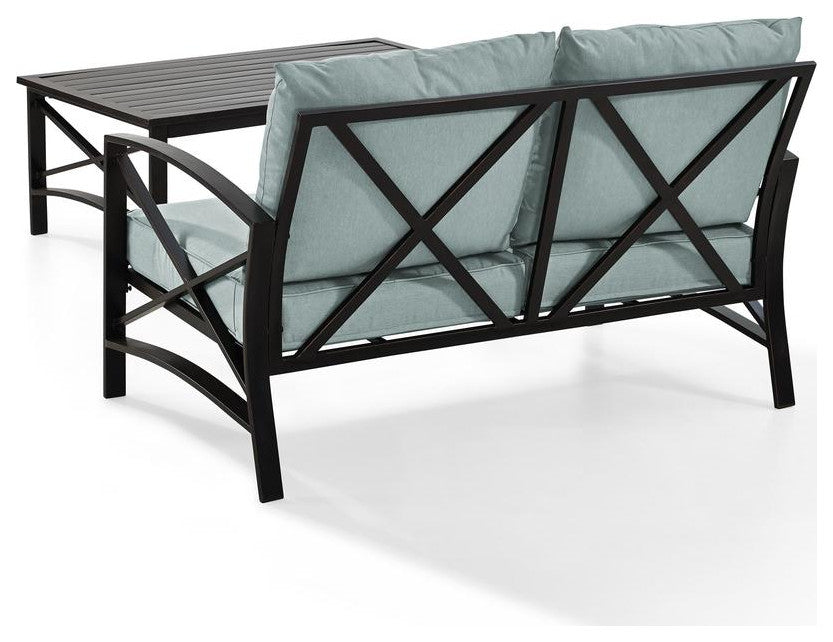 Kaplan 2Pc Outdoor Chat Set Mist/Oil Rubbed Bronze - Loveseat, Coffee Table