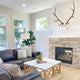 Open Light Weathered Wood Coffee Table Stone Top X Natural Minimalist Square