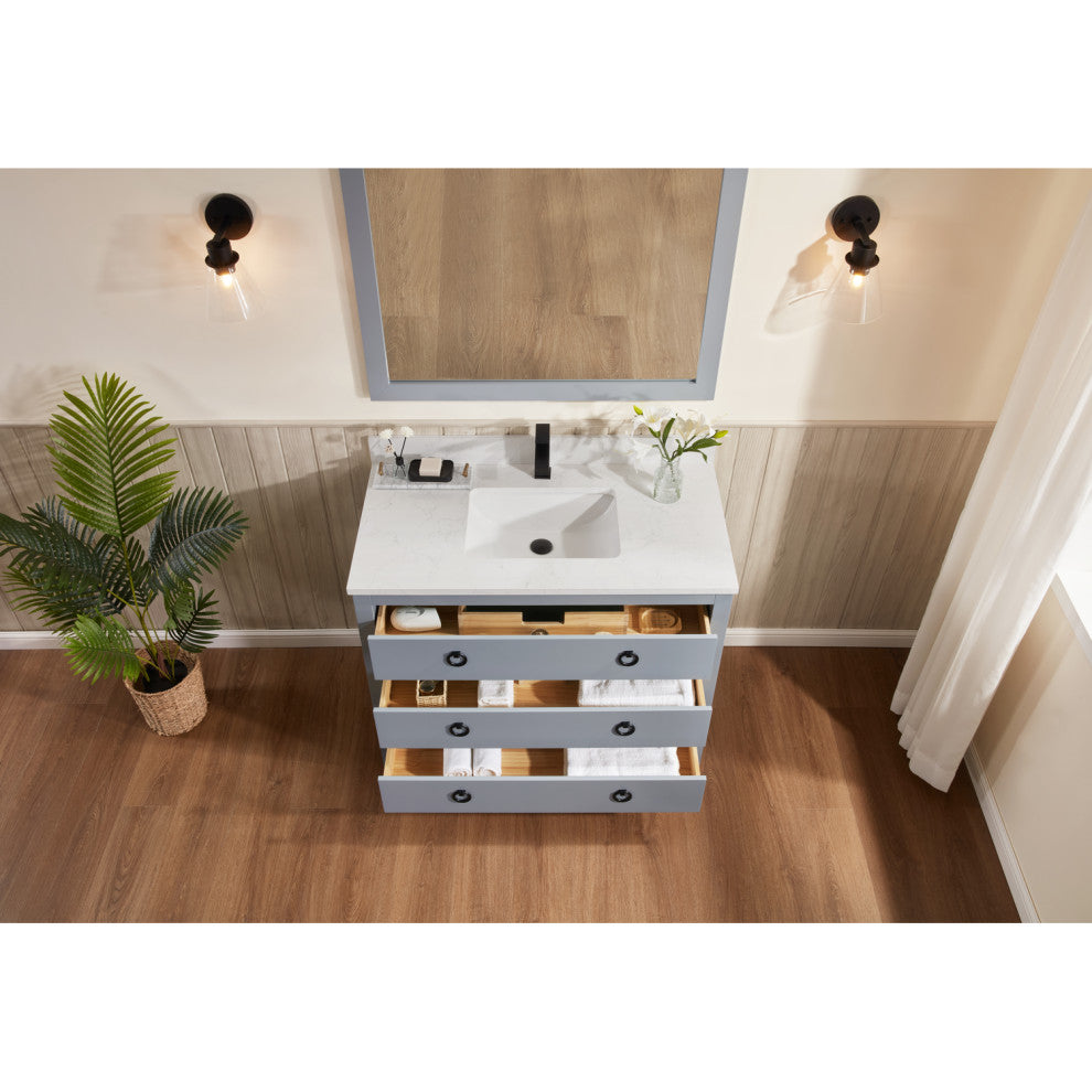 Legion Furniture WS2518 Series Bathroom Sink Vanity, Cadet, 42", Artificial Stone Top, Single Sink