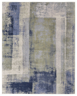 Takara Modern Abstract, Blue/Green/Ivory, 5'x7'6" Area Rug