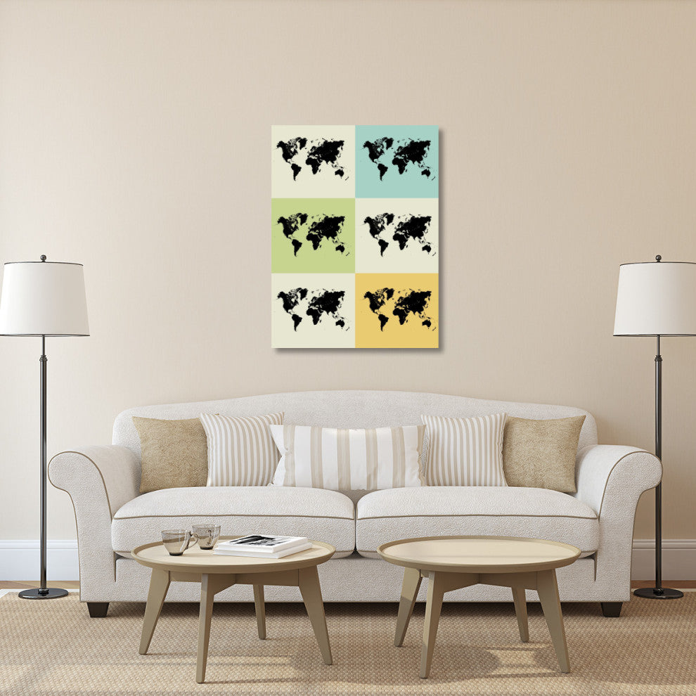 "World Map Grid" Poster Fine Art Print