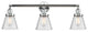 Small Cone 3-Light Bath Fixture, Seedy Glass, Polished Chrome