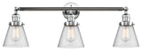 Small Cone 3-Light Bath Fixture, Seedy Glass, Polished Chrome