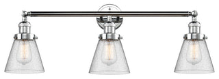 Small Cone 3-Light Bath Fixture, Seedy Glass, Polished Chrome