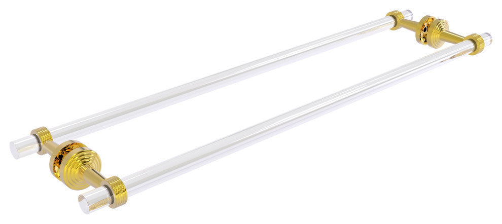 Pacific Beach 30" Groovy Back to Back Shower Door Towel Bar, Polished Brass