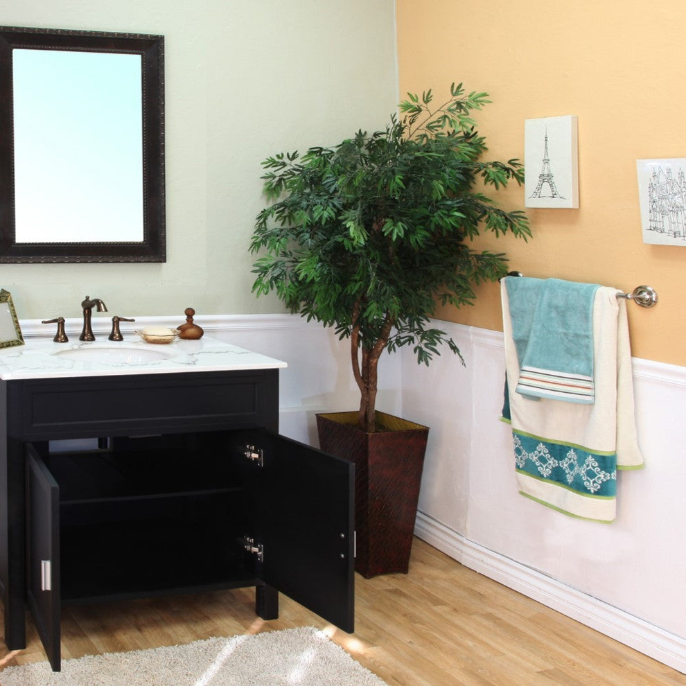 36" Single Sink Vanity-Wood-Ebony