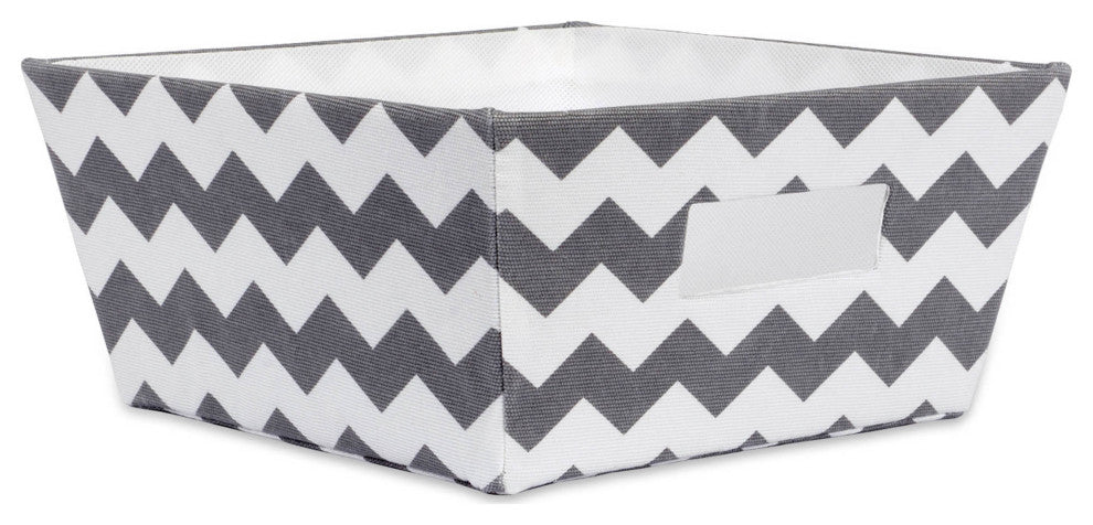 Polyester Bin Chevron Gray Trapezoid 11"x11"x5", Set Of 2
