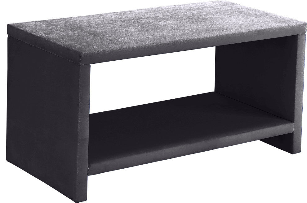 Cleo Velvet Night Stand, Gray