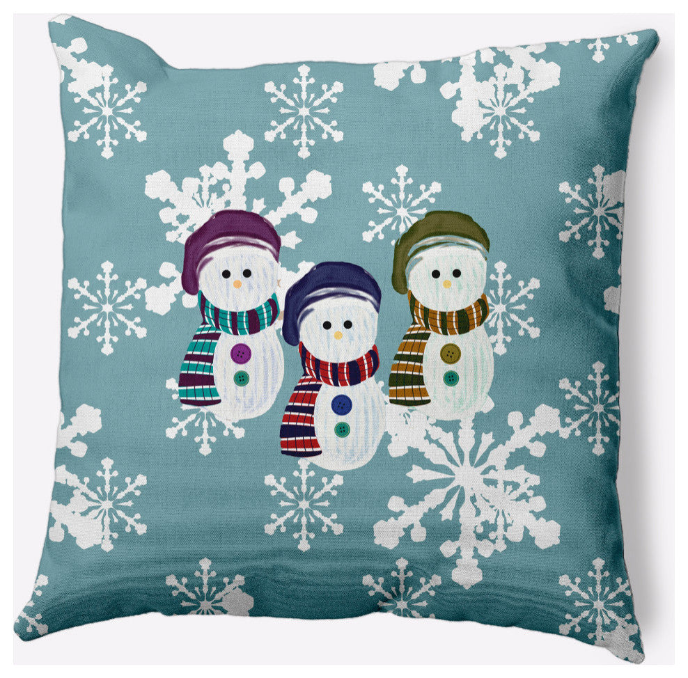 Sock Snowmen Decorative Throw Pillow, Blue-Gray, 16"x16"