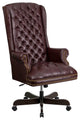 Classic Office Chair, Button Tufted Back & Rolled Arms With Nailhead, Burgundy