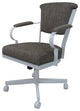 Set of 4, Miami Swivel Metal Caster Chairs, Reading Base, Plumley Cocoa, White