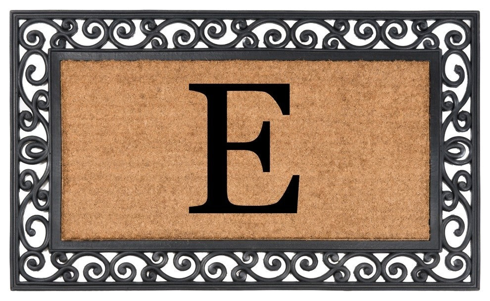 Classic Monogrammed Rubber Welcome Mat, E