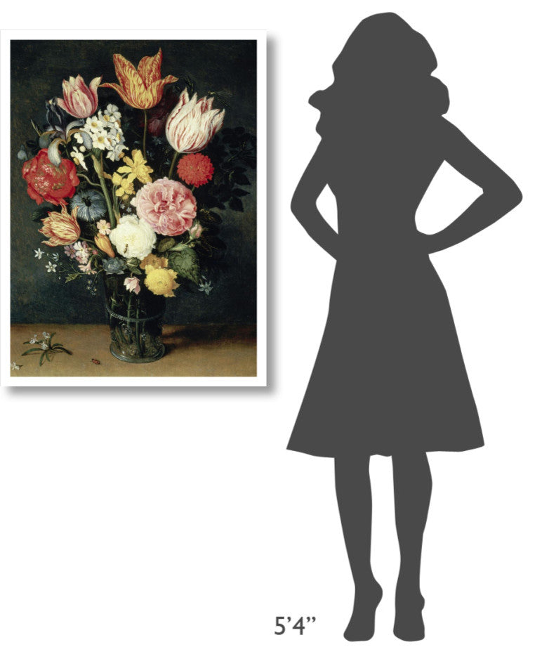 "Tulips, Roses and other Flowers in a Glass" Paper Art, 28"x38"
