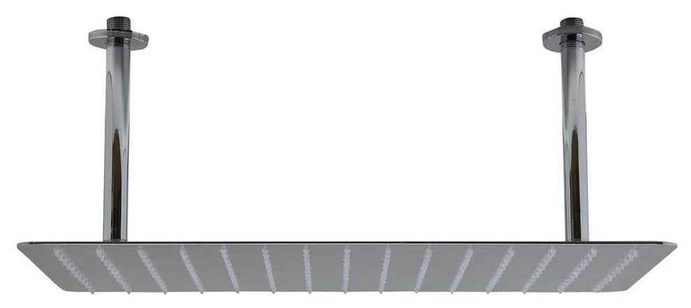 20" Rectangular Brushed Solid Stainless Steel Ultra Thin Rain Shower Head, Polis