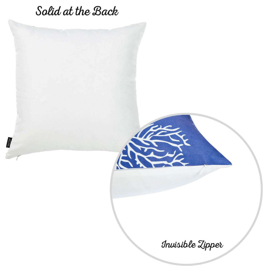 Blue and Silver Coral Reef Decorative Throw Pillow