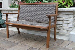 Gray Wicker and Eucalyptus Bench