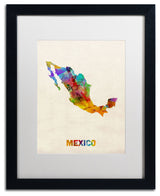 'Mexico Watercolor Map' Matted Framed Canvas Art by Michael Tompsett