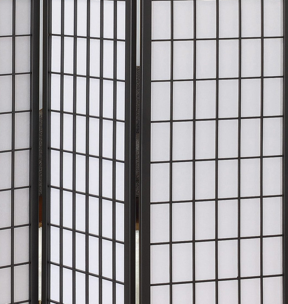 4 Panel Folding Floor Screen, Dark Gray and White