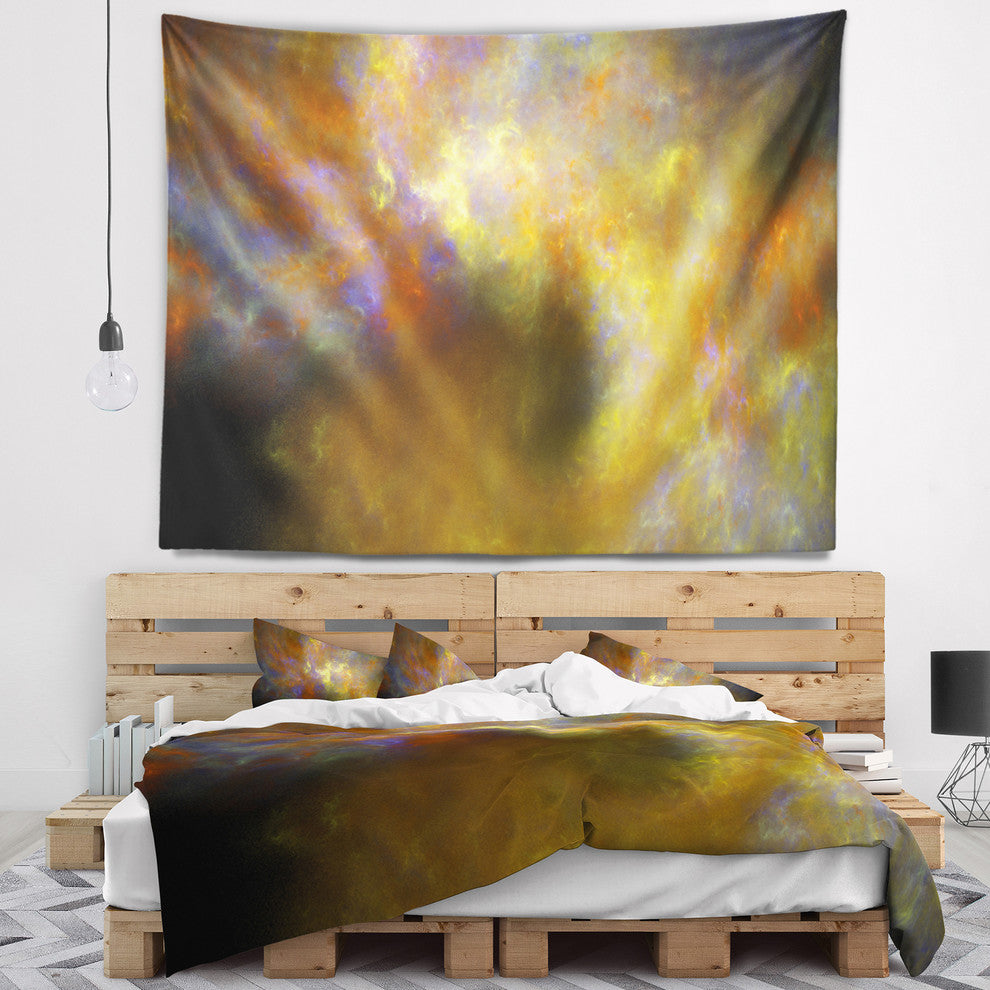 Blur Yellow Sky with Stars Abstract Wall Tapestry, 92"x78"