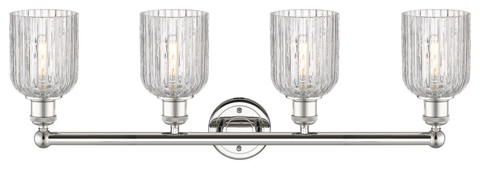 Edison-Bridal Veil 4-Light 32" Bath Vanity Light, Polished Nickel, Clear