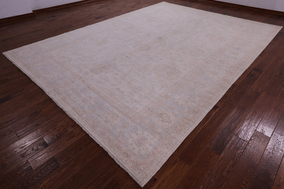 Peshawar White Wash Handmade Wool Rug 10' 0" X 13' 7" Q9590