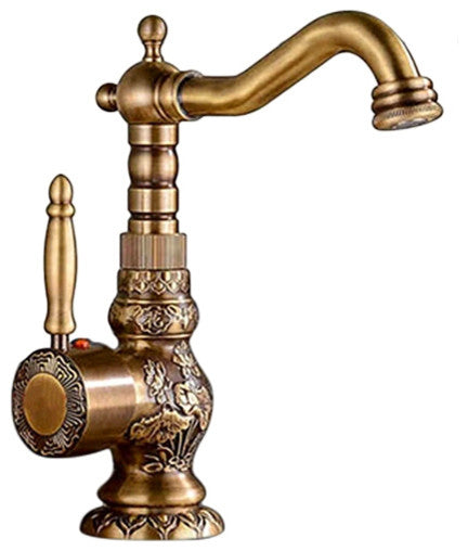 Milo Luxury Antique Bronze Copper Carving Bathroom Basin/Sink Faucet