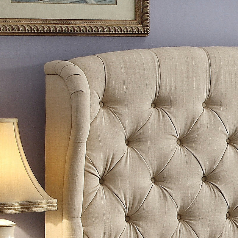 Felisa Upholstered Panel Bed, Beige, Twin