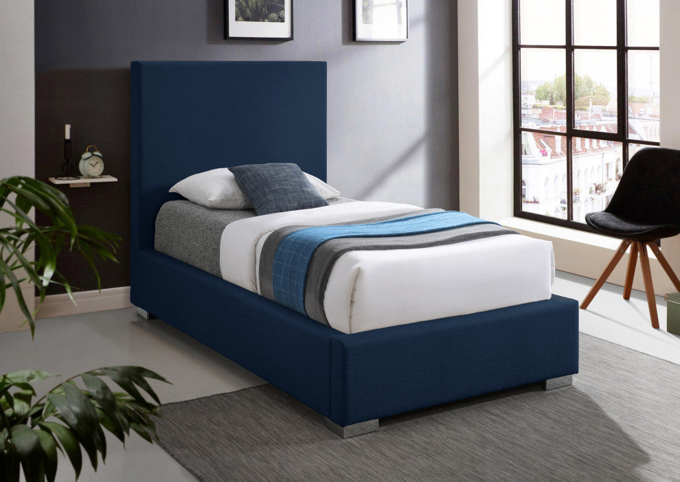 Crosby Linen Upholstered Bed, Navy, Twin