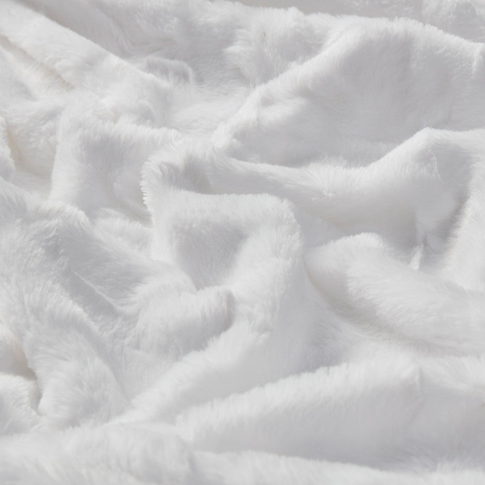 Madison Park Zuri Oversized Faux Fur Throw, White