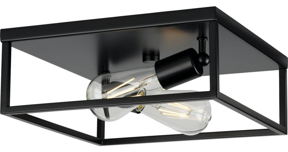 Perimeter 2-Light Matte Black Modern Flush Mount Ceiling Light