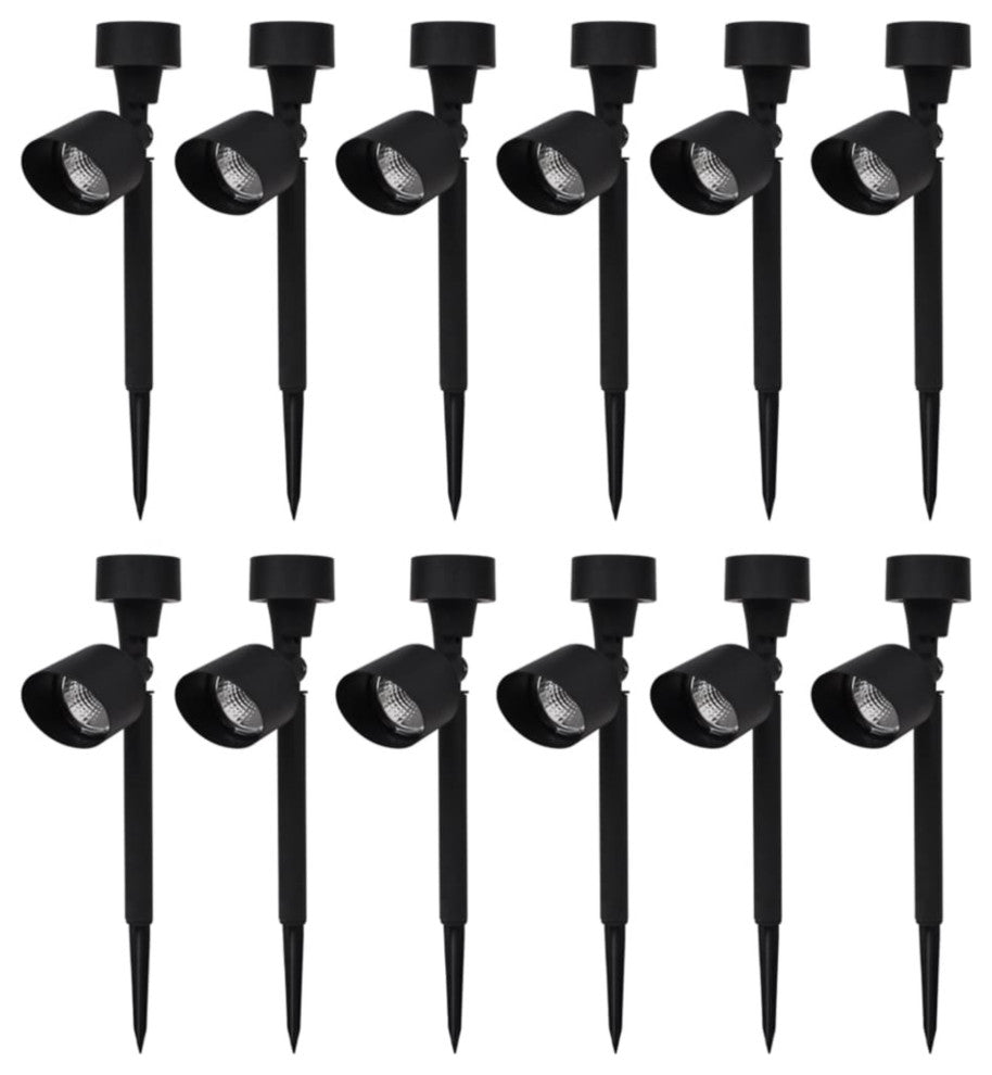 vidaXL Outdoor Solar Powered LED Spotlight Black 12 pcs