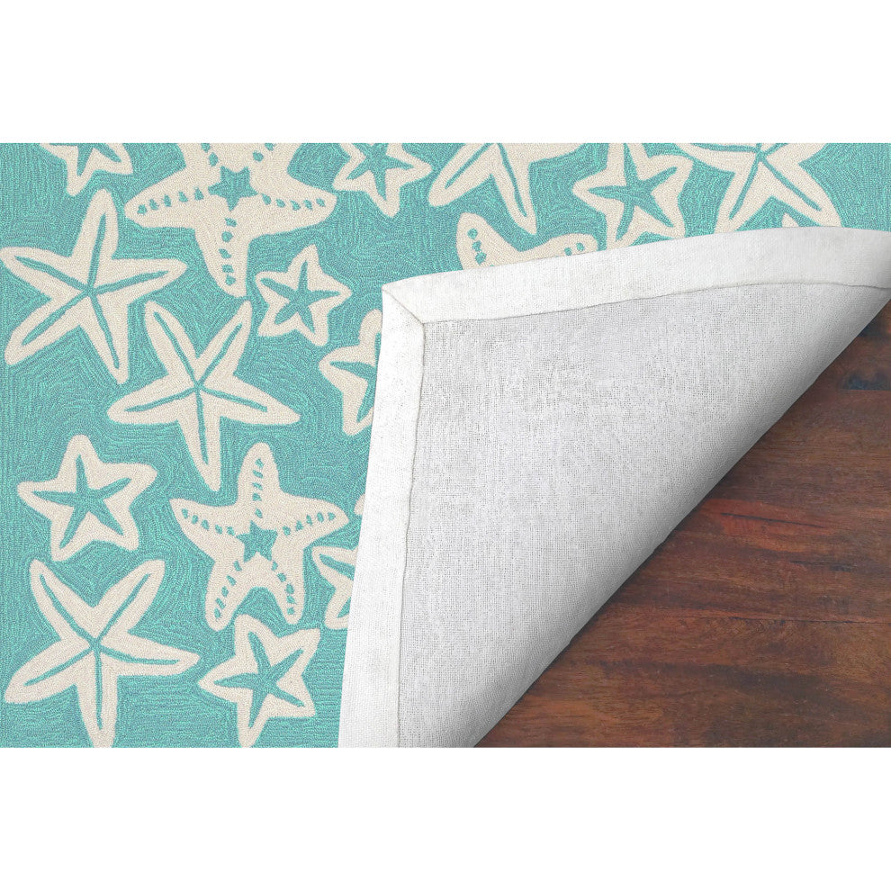 Capri Starfish Indoor/Outdoor Rug, Aqua, 2'x5'