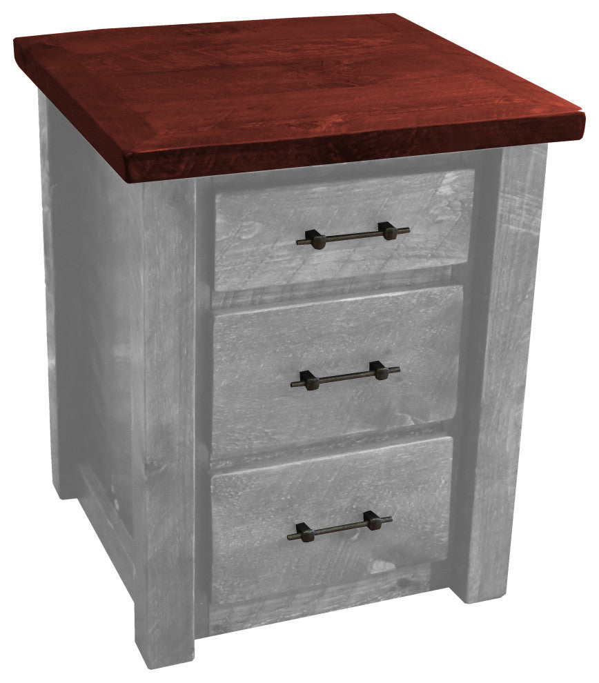 Barnwood Style Timber Peg 3-Drawer Nightstand, Thunder White and Michael's Cherry