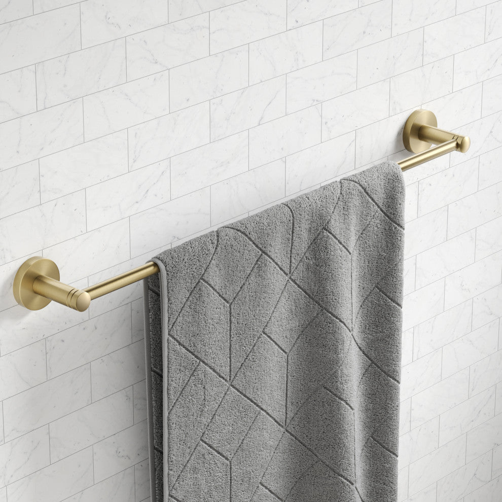 Elie Bathroom 24" Towel Bar, Brushed Gold