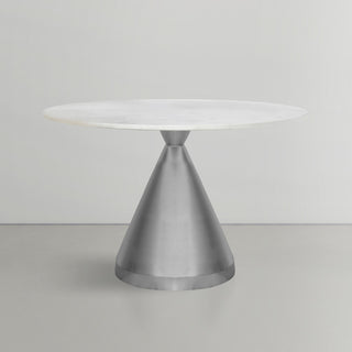 Emery Marble Dining Table, Brushed Silver