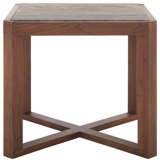Safavieh Couture Bernardi Marble Top Accent Table, Walnut/Brown
