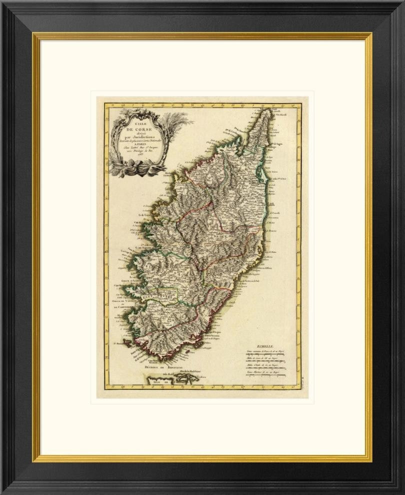 "Corsica, 1783" Framed Digital Print by Jean Lattre, 21x26"