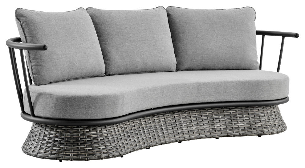 Monk 4-Piece Patio Furniture Set, Aluminum And Gray Wicker With Cushions