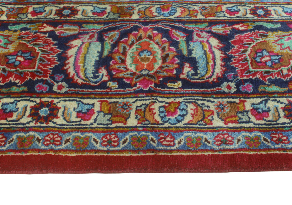 Fine Vintage Distressed Coby Red/Navy Rug, 9'6 x 13'4