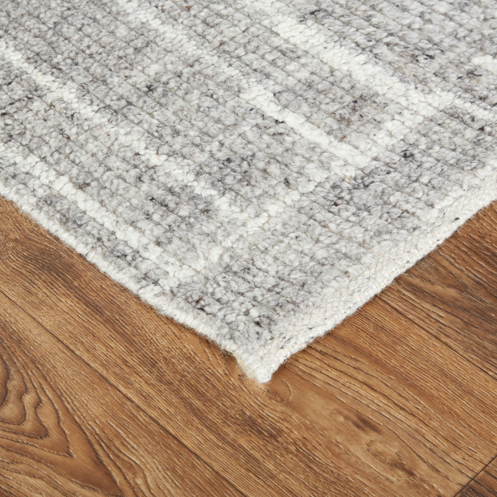 Weave & Wander Rheed Wool Rug, Silver Gray/Ivory, 3ft-6inx5ft-6in Rug