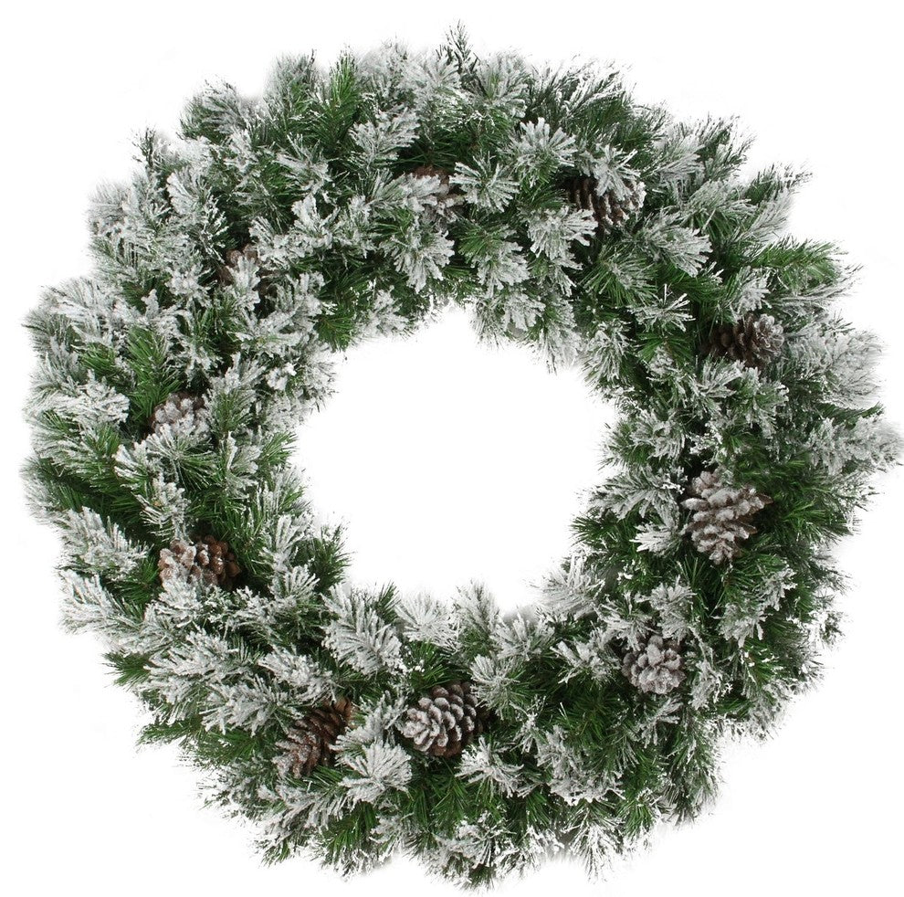 36" Flocked Angel Pine with Pine Cones Artificial Christmas Wreath