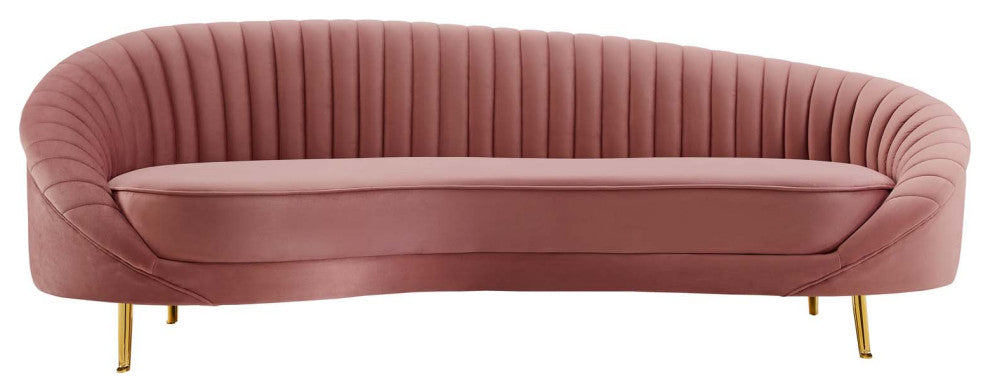 Tufted Sofa, Velvet, Pink, Modern, Living Lounge Room Hotel Lobby Hospitality