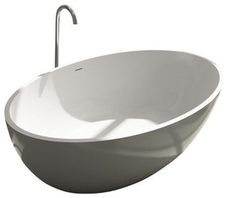 ADM Oval Freestanding Bathtub, Matte White, 69.3"